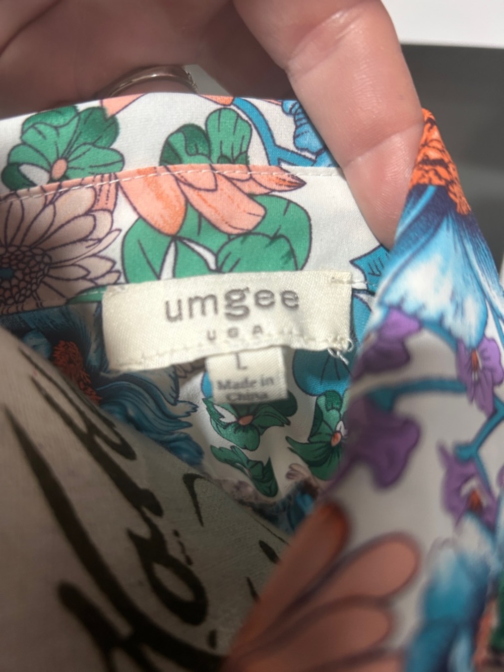 Umgee Floral Mini Dress in Teal, Peach & White - Picture 2 of 4